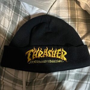 Thrasher Black and Yellow Logo Beanie